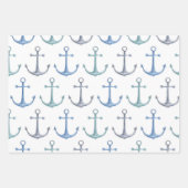Waterverf blauw nautisch patroon. Vis, walvis Inpakpapier Vel (Voorkant 2)