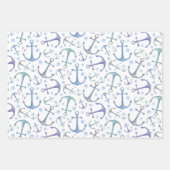 Waterverf blauw nautisch patroon. Walvis, stip Inpakpapier Vel (Voorkant 3)