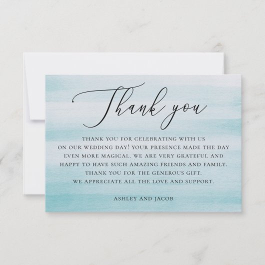 Waterverf blauw nautisch zacht zacht bruiloft bedankkaart (Voorkant)