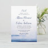 waterverf blauw nautische anker huwelijksuitnodigi kaart (Staand voorkant)