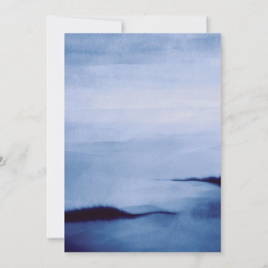 waterverf blauw nautische anker huwelijksuitnodigi kaart (Achterkant)