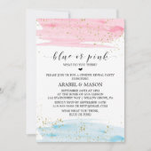 Waterverf Blauw of Roze Genderfeest Partij Kaart (Voorkant)