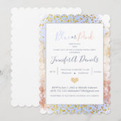 Waterverf Blauw of Roze Genderfeest Partij Kaart (Voorkant / Achterkant)