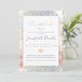 Waterverf Blauw of Roze Genderfeest Partij Kaart (Staand voorkant)