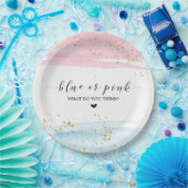 Waterverf Blauw of Roze Genderfeest Partij Papieren Bordje (Feest)