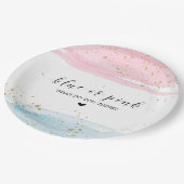 Waterverf Blauw of Roze Genderfeest Partij Papieren Bordje (Gekanteld)