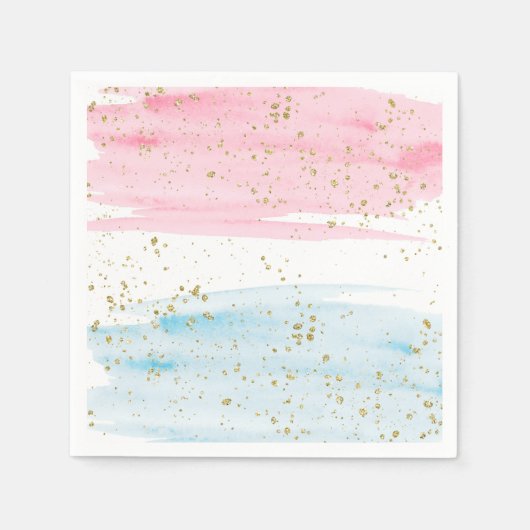 Waterverf Blauw of Roze Genderfeest Partij Servet (Voorkant)