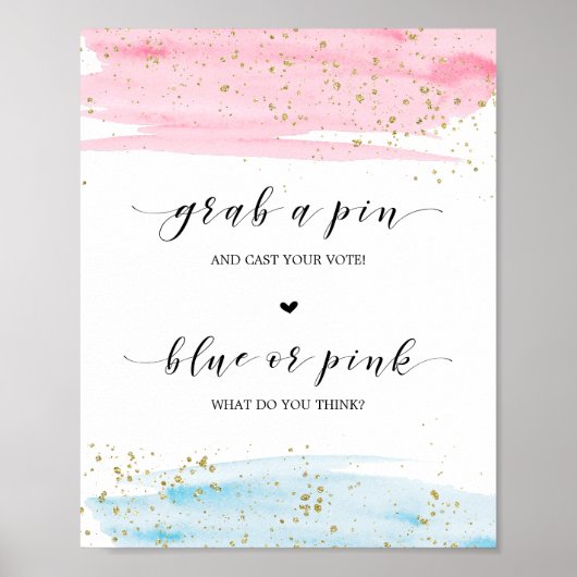 Waterverf Blauw of Roze Geslacht Laat graad A Pin Poster (Voorkant)