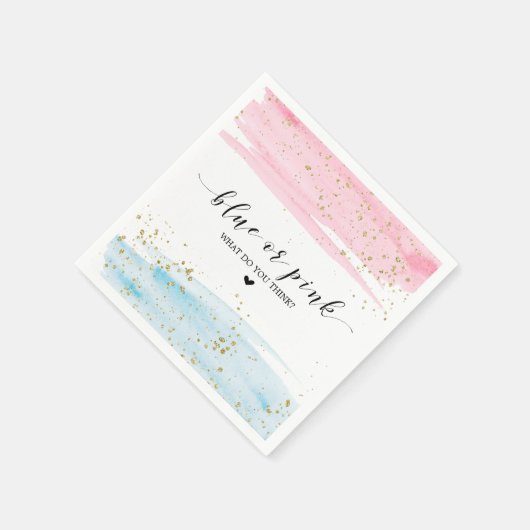 Waterverf blauw of roze geslacht onthullen servet (Hoek)