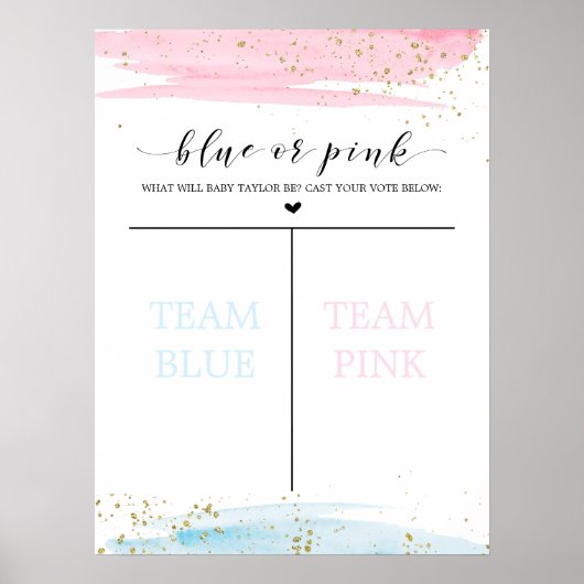 Waterverf Blauw of Roze Stemming Poster (Voorkant)