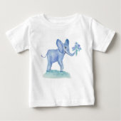 Waterverf blauw olifant met bloemen (Voorkant)