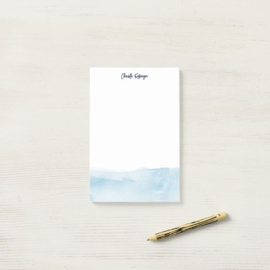 Waterverf blauw ombre gepersonaliseerd post-it® notes (Op bureau)