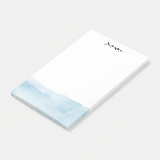 Waterverf blauw ombre gepersonaliseerd post-it® notes (Schuin)
