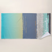 Waterverf Blauw op maat Strandlaken (Voorkant)