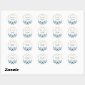 Waterverf Blauw Oranje Florals Gold Wedding Ronde Sticker (Vel)