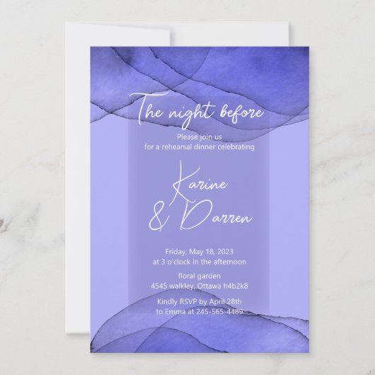 Waterverf blauw paars lavendel Oefenavondmaal  Kaart (Voorkant)