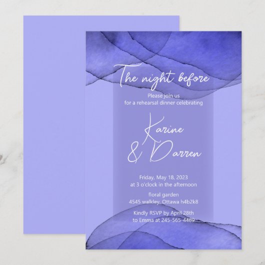 Waterverf blauw paars lavendel Oefenavondmaal  Kaart (Voorkant / Achterkant)