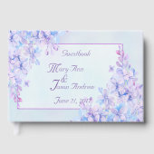 Waterverf Blauw Paars Lila ventilatorhandboek Gastenboek (Voorkant)