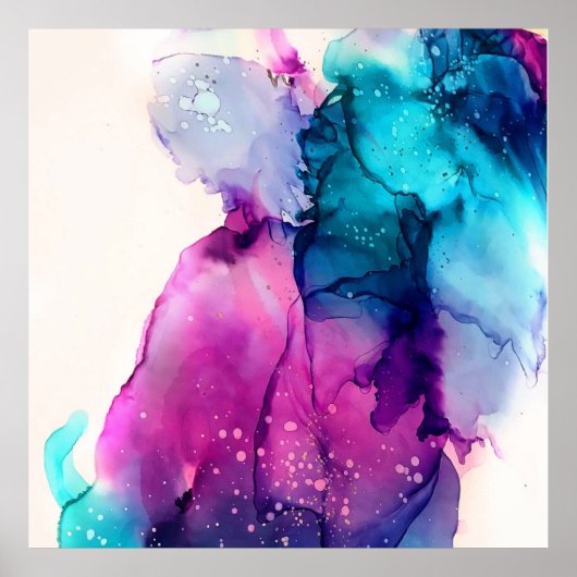 waterverf blauw paars poster (Voorkant)