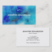 Waterverf blauw paars splatter visitekaartje (Voorkant / Achterkant)