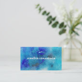 Waterverf blauw paars splatter visitekaartje (Staand voorkant)