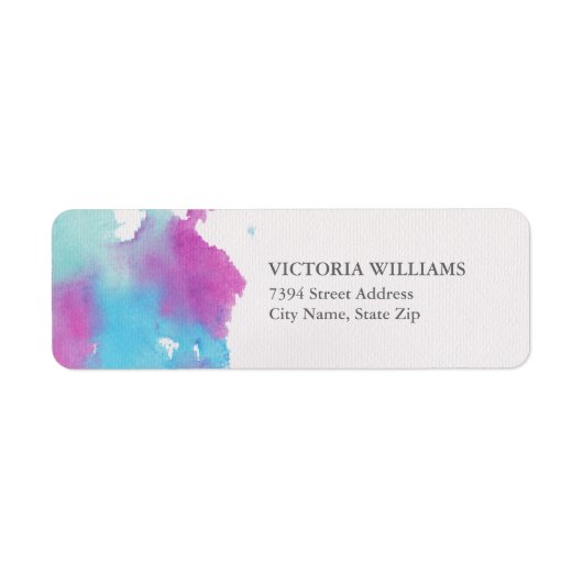  Waterverf blauw Paars terugkeeradres Etiket (Voorkant)