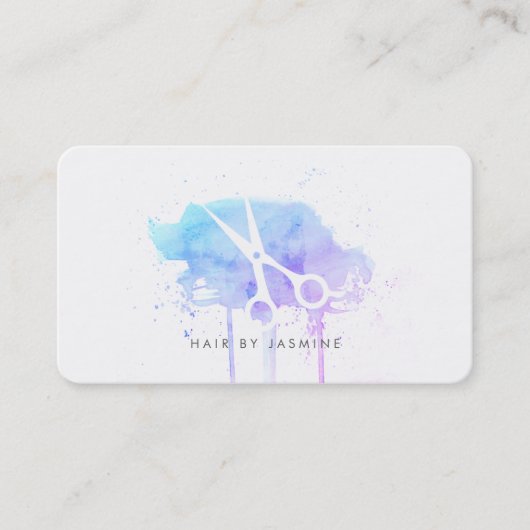 waterverf blauw paars visitekaartje (Voorkant)