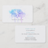 waterverf blauw paars visitekaartje (Voorkant / Achterkant)