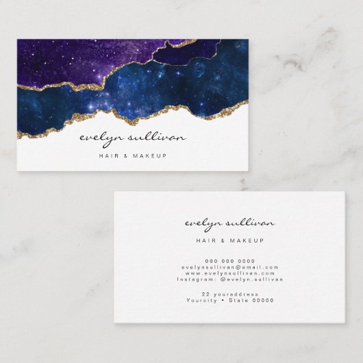 waterverf blauw paars vliegveld visitekaartje (Voorkant / Achterkant)