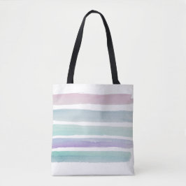 Waterverf Blauw Paarse Aqua Stripe Modern Tote Bag