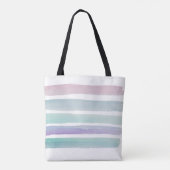 Waterverf Blauw Paarse Aqua Stripe Modern Tote Bag (Achterkant)