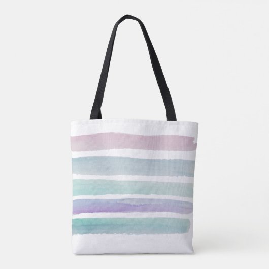 Waterverf Blauw Paarse Aqua Stripe Modern Tote Bag (Achterkant)