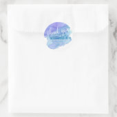Waterverf Blauw Paarse Bruiloft DANK U Ronde Sticker (Tas)