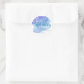 Waterverf Blauw Paarse Bruiloft Liefde & Bedankt Ronde Sticker (Tas)