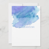 Waterverf Blauw Paarse Bruiloft Vrijgezellenfeest Kaart (Achterkant)