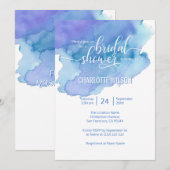 Waterverf Blauw Paarse Bruiloft Vrijgezellenfeest Kaart (Voorkant / Achterkant)