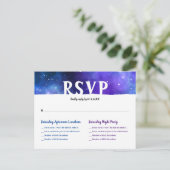 Waterverf Blauw Paarse Galaxy Bat Bar Mitzvah RSVP Aankondigingskaart (Staand voorkant)