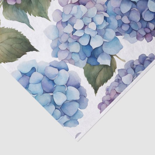 Waterverf Blauw, Paarse Hydrangea Flowers Tissuepapier (Detail)