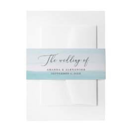 Waterverf blauw pastel bruiloft. Elegant nautisch Uitnodigingen Wikkel