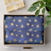 Waterverf Blauw Patroon met Gouden Sterren Tissuepapier (Geschenk)