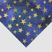 Waterverf Blauw Patroon met Gouden Sterren Tissuepapier (Detail)