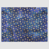 Waterverf Blauw Patroon met Gouden Sterren Tissuepapier (Voorkant)
