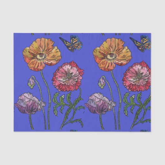 Waterverf  blauw patroonblauw blauw blauw blauw bl tissuepapier (Voorkant)