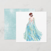 Waterverf blauw prinses mode illustratie (Voorkant / Achterkant)