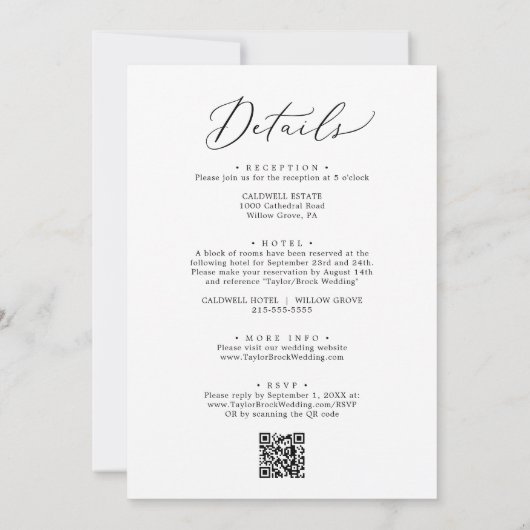 Waterverf Blauw QR-code Details bruiloft Kaart (Achterkant)