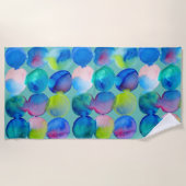 Waterverf blauw regenboog vlekken kunst strand sti strandlaken (Voorkant)