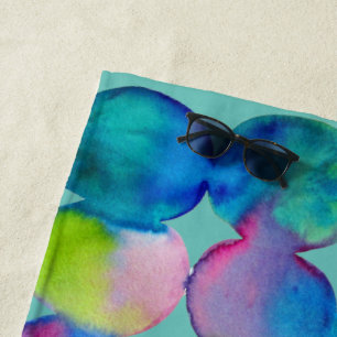 Waterverf blauw regenboog vlekken kunst strand sti strandlaken