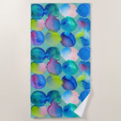 Waterverf blauw regenboog vlekken kunst strand sti strandlaken (Voorkant)