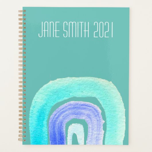 Waterverf blauw regenboogkleurig ontwerp planner (Voorkant)