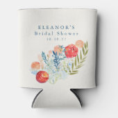  Waterverf Blauw Rood Bloemen Vrijgezellenfeest Blikjeskoeler (Voorkant)